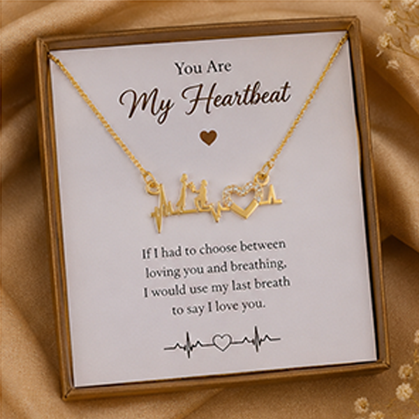 1 Pc: Gold Plated Heartbeat Couple Proposal Necklace
