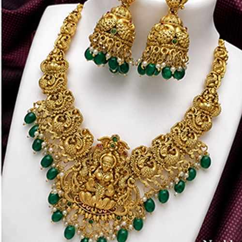 1 Set Combo: Matte Gold Temple Goddess Necklace Set