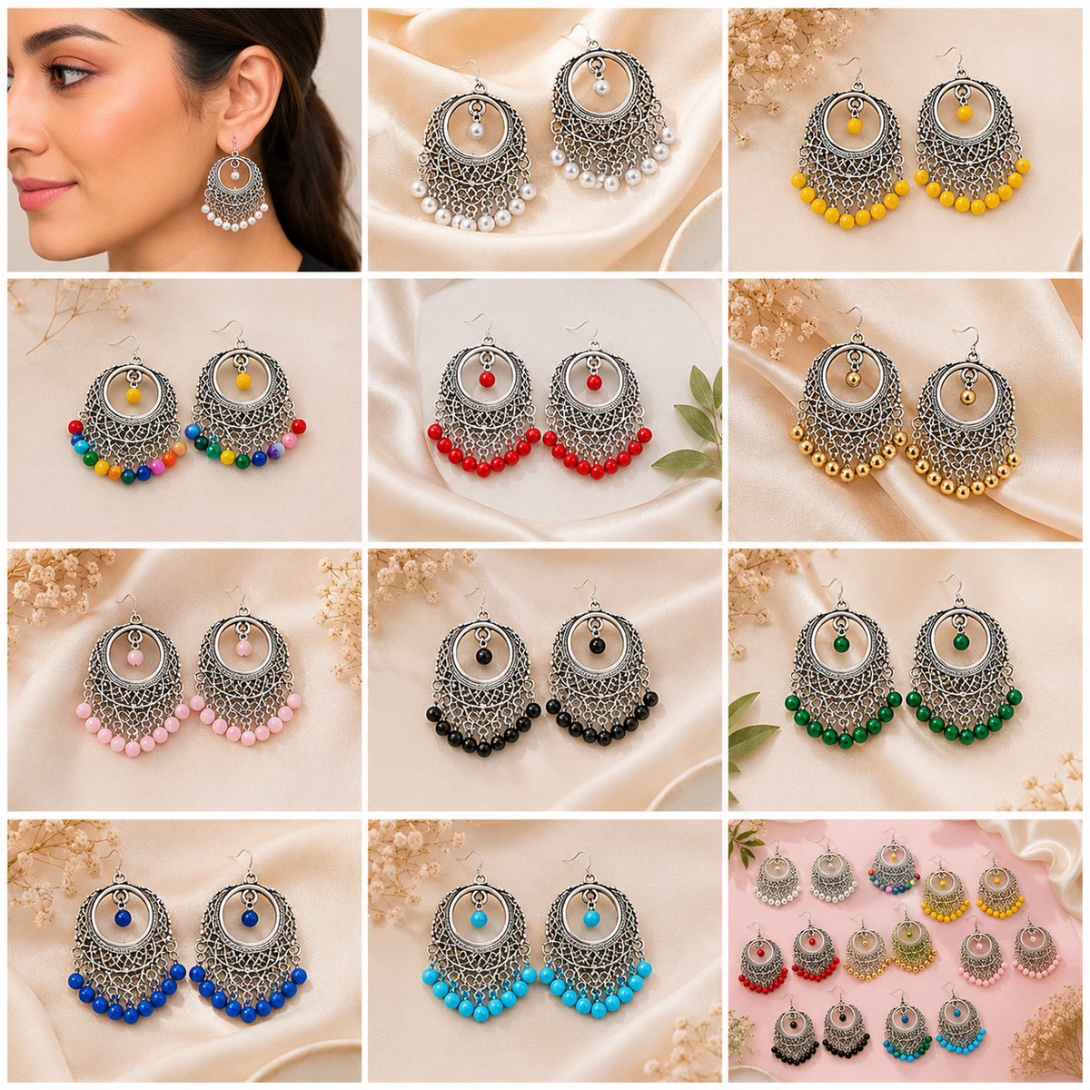 10 Oxidized Jhumka Style Earrings Combo