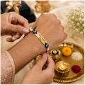 Pack of 4 Customized Evil Eye Name Rakhi for Brother | Brass Metal Combo