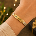 Pack of 1 Customized Gold Name Kada Rakhi for Brother | Metal Bracelet
