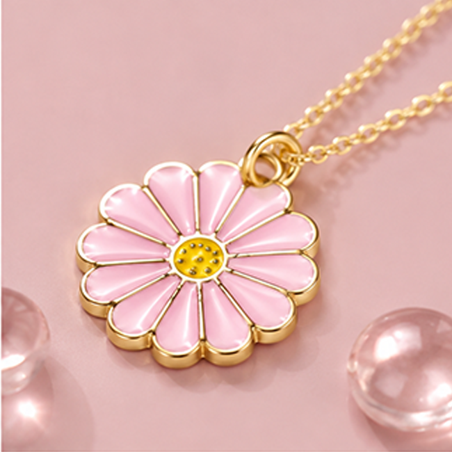 Pack of 4 Cute Enamel Charm Pendant Chain Set | Flower Panda Butterfly