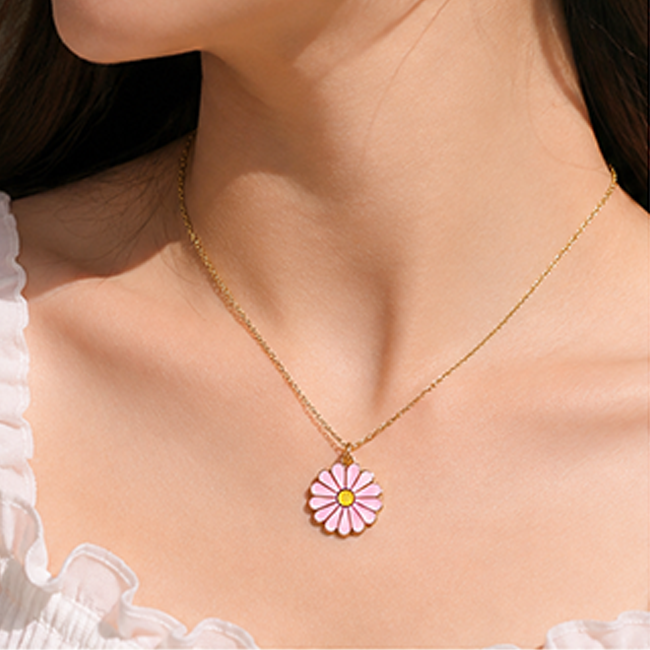 Pack of 4 Cute Enamel Charm Pendant Chain Set | Flower Panda Butterfly
