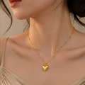 Pack of 1 Gold Plated 3D Heart Pendant Chain Set | Women & Girls Jewelry
