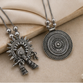 Combo of 2 Lord Krishna Flute & Mandala Oxidised Necklace Set