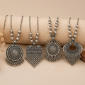 Pack of 4 Tribal Oxidised German Silver Long Necklace Set