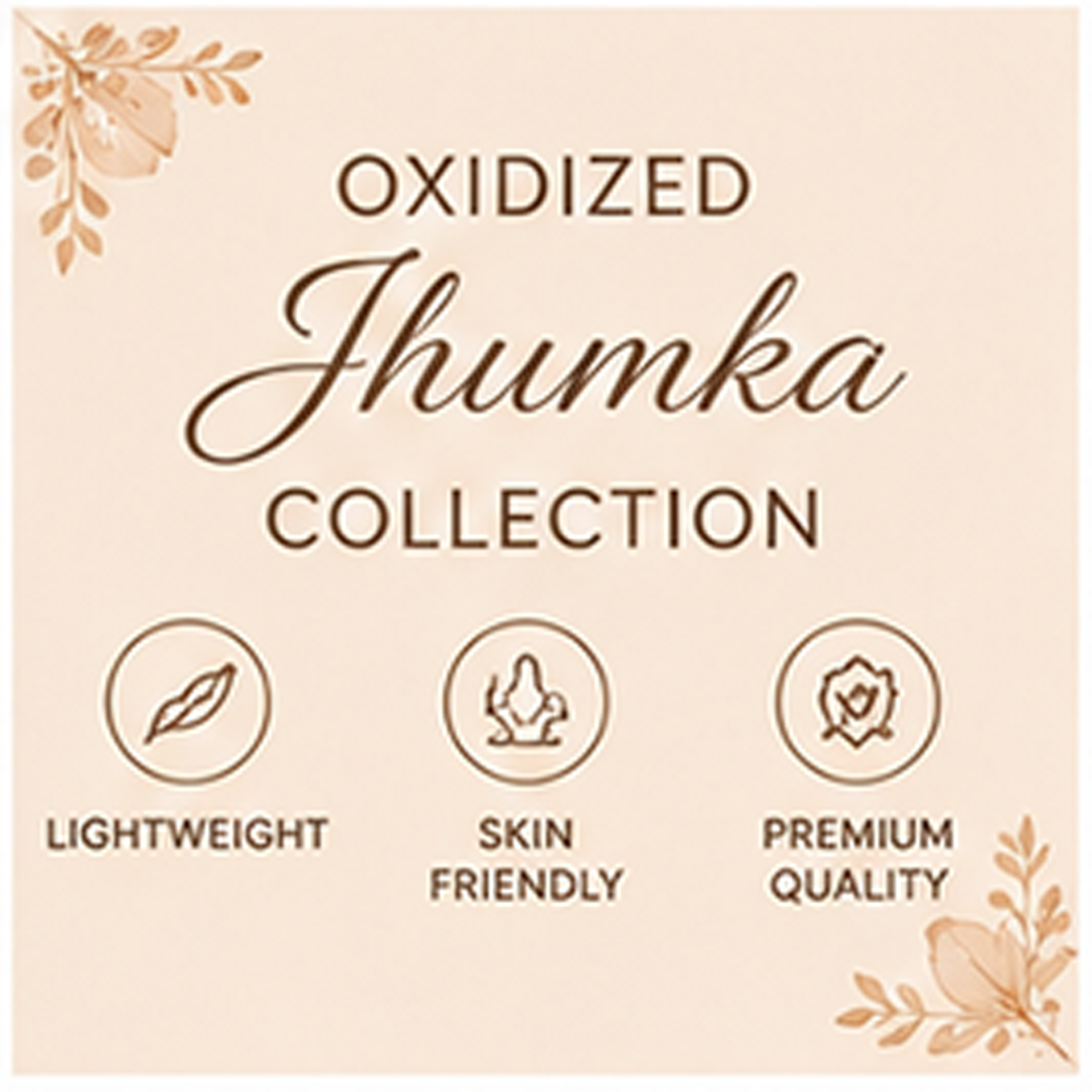 4 Pairs Oxidized Traditional Jhumka Earrings Combo