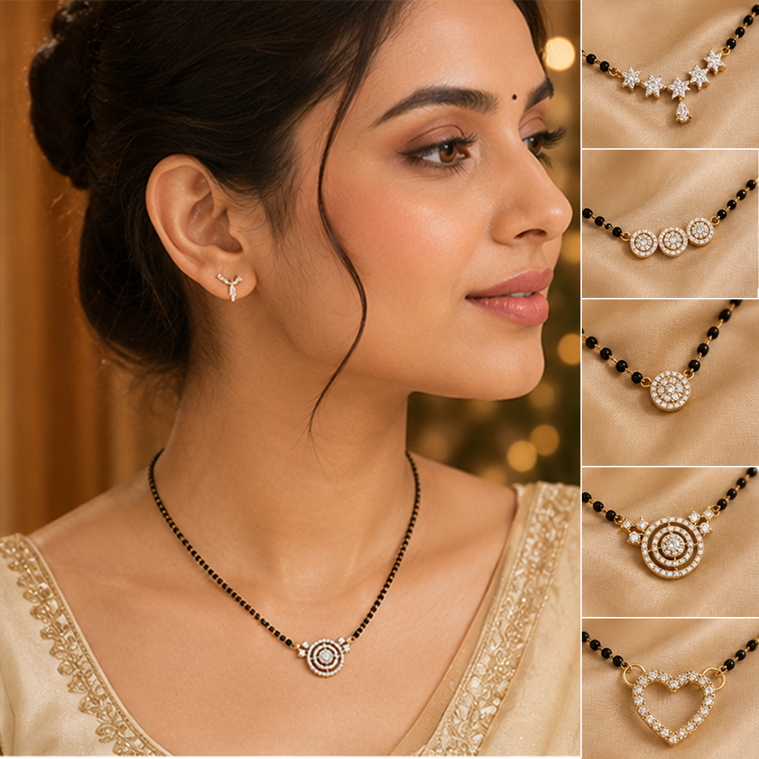 Pack of 5 Designer American Diamond Mangalsutra Combo Set