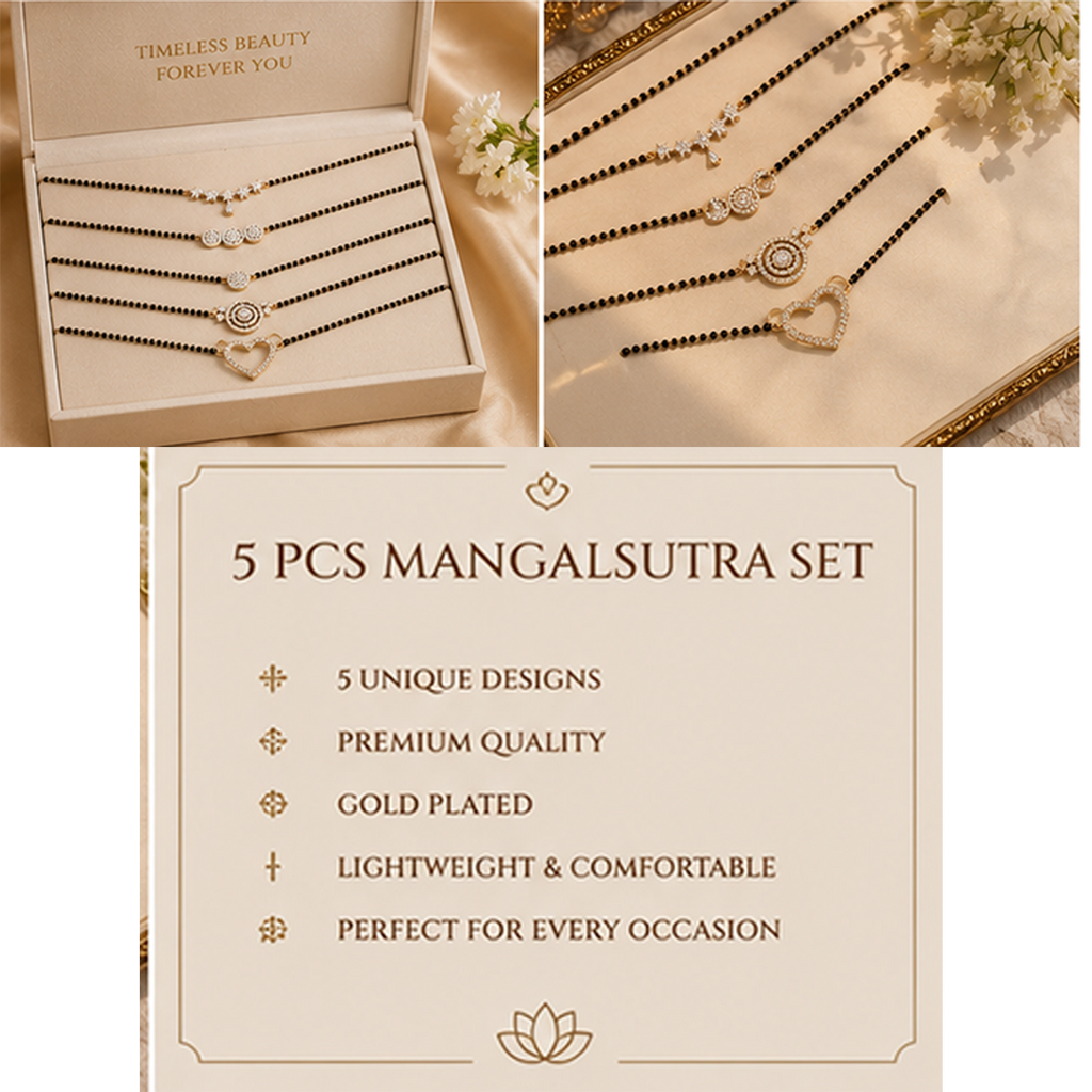 Pack of 5 Designer Gold Plated Daily Wear Mangalsutra