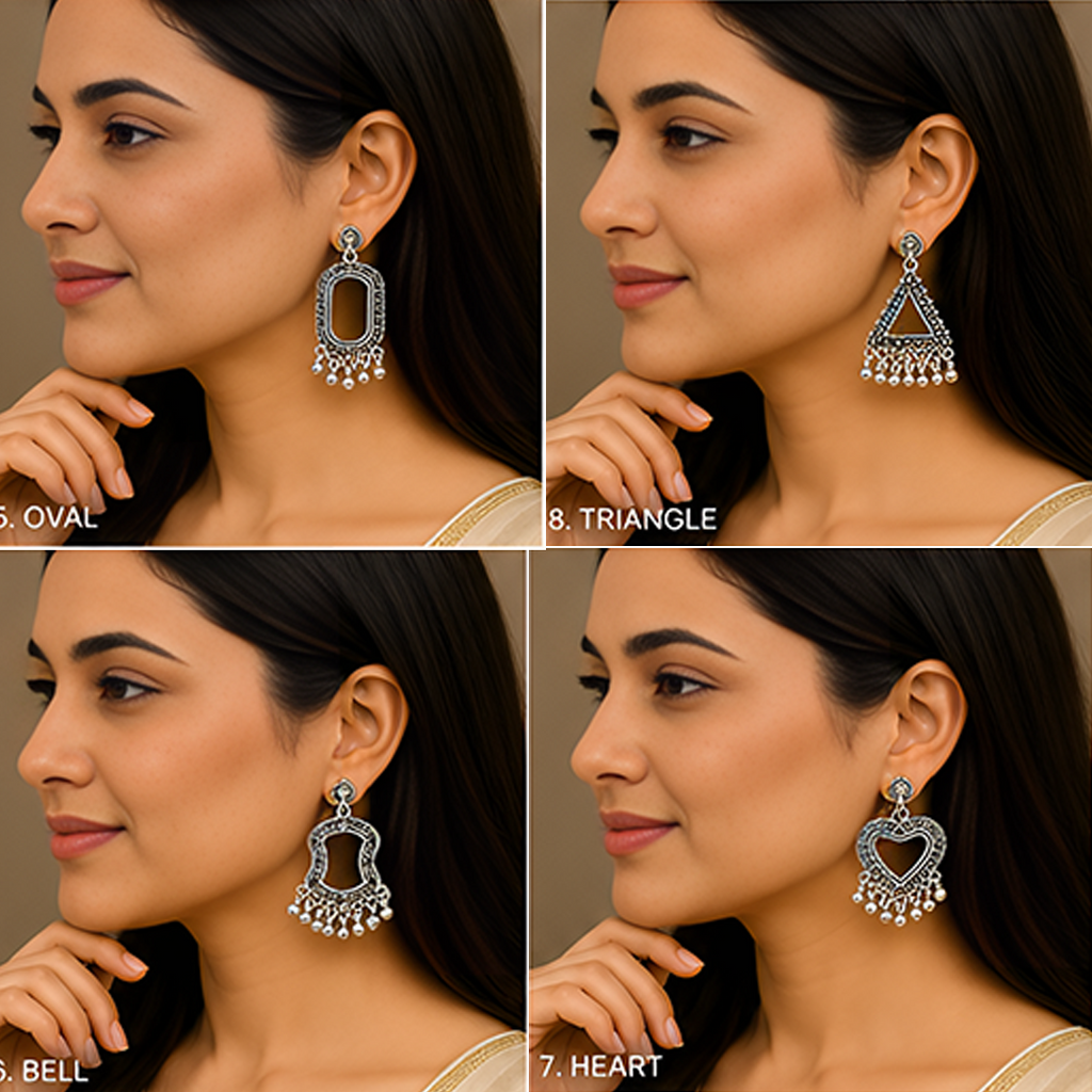 9 Pairs Oxidized Geometric Silver Earrings Combo